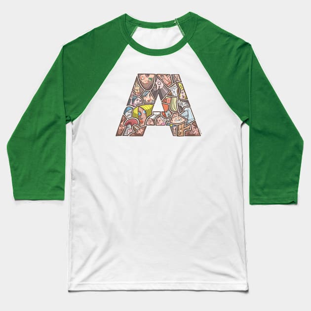 The letter A Baseball T-Shirt by lrtvri